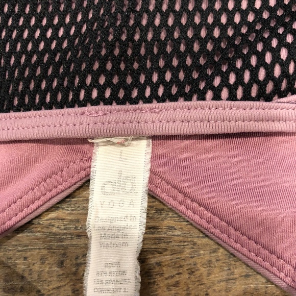ALO Yoga Mesh Bra Black Pink Strappy - Picture 2 of 3